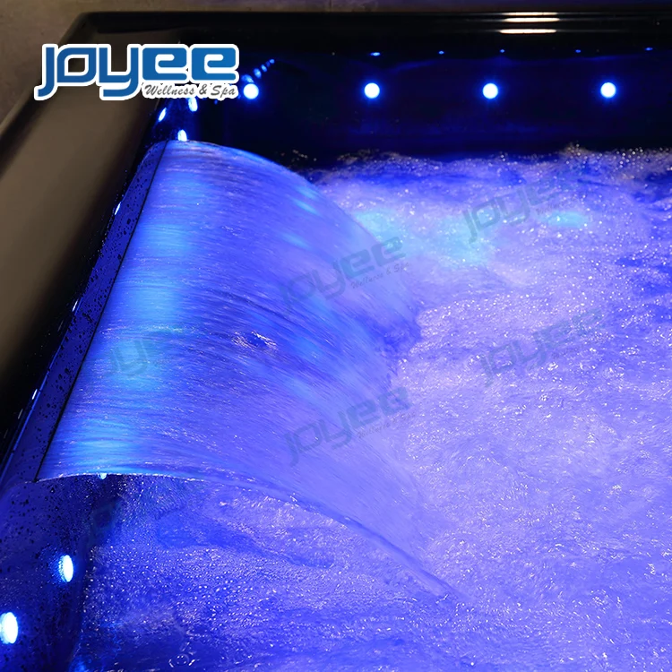 JOYEE black acrylic bathtub/ hot tub/ luxury big size 2 3 person spa hot tub Whirlpool Bath LED jets massage bathtub spa tub