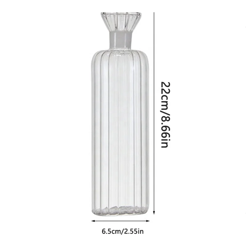 Table top decorative striped tall glass vases clear glass cylindrical vases for centerpieces