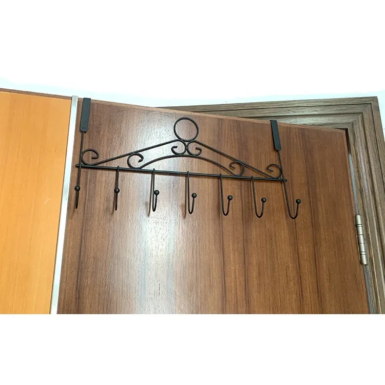 Hot sale Over The Door 7 hooks Metal Door Hooks Hanger Holder for Home Office Kitchen Use Hook Organizer Rack