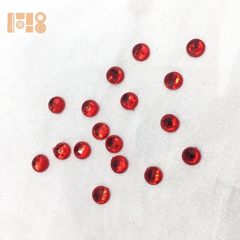 6mm Red Color Bulk Acrylic Rhinestone in Sew on Setting