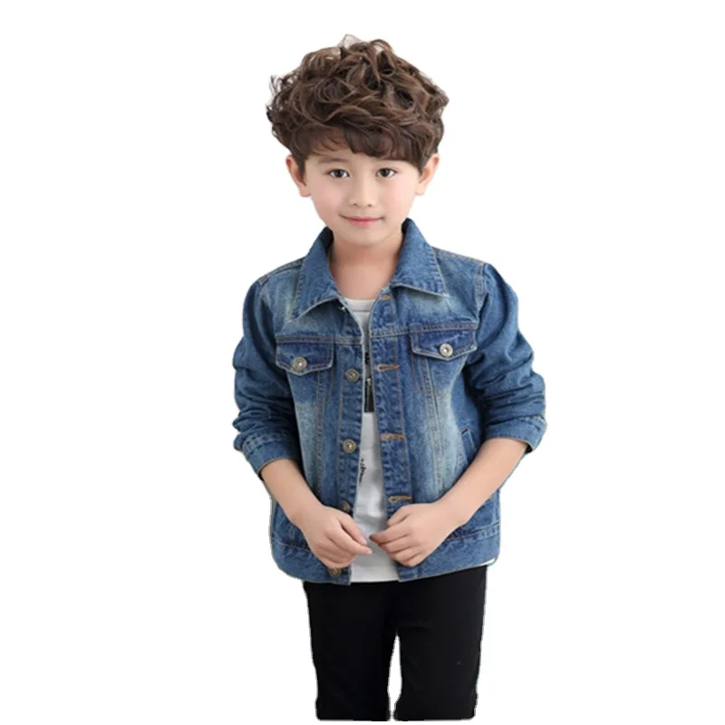 
2021 New Kids Blue Denim Jacket Baby Boys Spring Cotton Jacket Children Outfit Coat Girls Denim Jeans Kids Clothes 