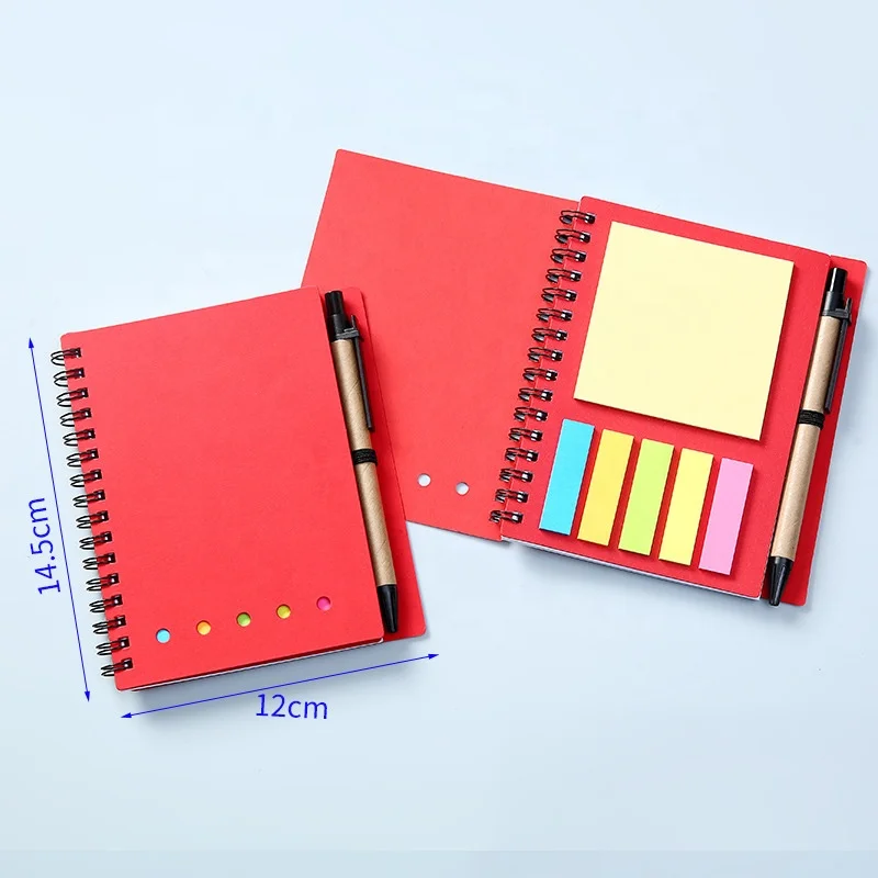 Eco Friendly Thick Kraft Paper Cover Notebook Sticky Notes Notebook with Pen School Stationery