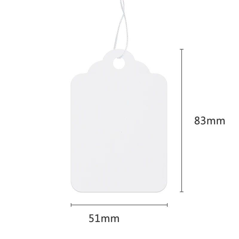 51x83mm Garment Clothing White String Paper Hang Tag for Socks