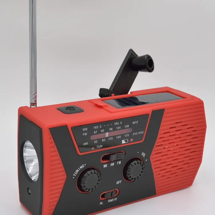 Portable Hand Crank Emergency NOAA Solar Power Radio Home Weather Radio with Flashlight Reading Lamp for Outdoor Camping Hiking