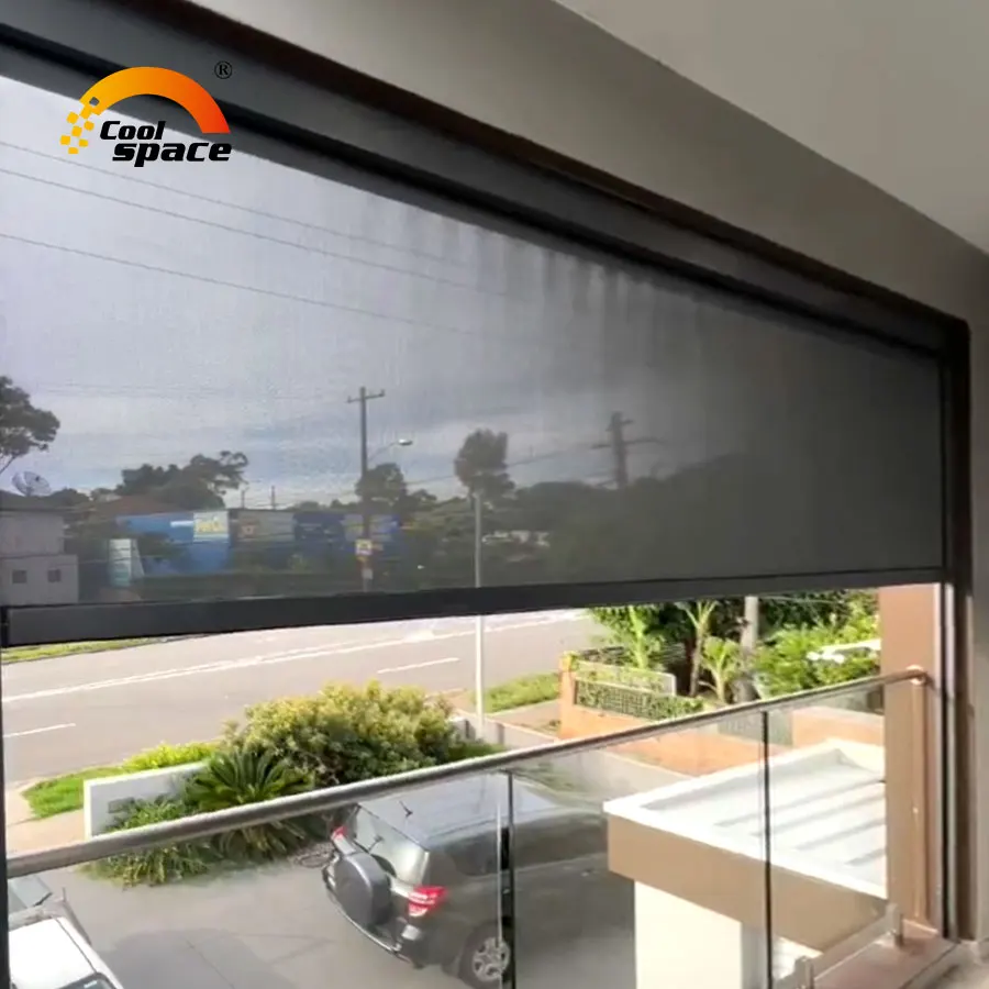 OEM customized 0.5m to 5m width electric zip track screen motorized ziptrak blinds