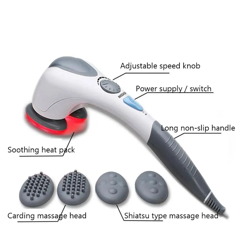 electric dual head powerful shiatsu infrared handheld neck back massager vibration hammer