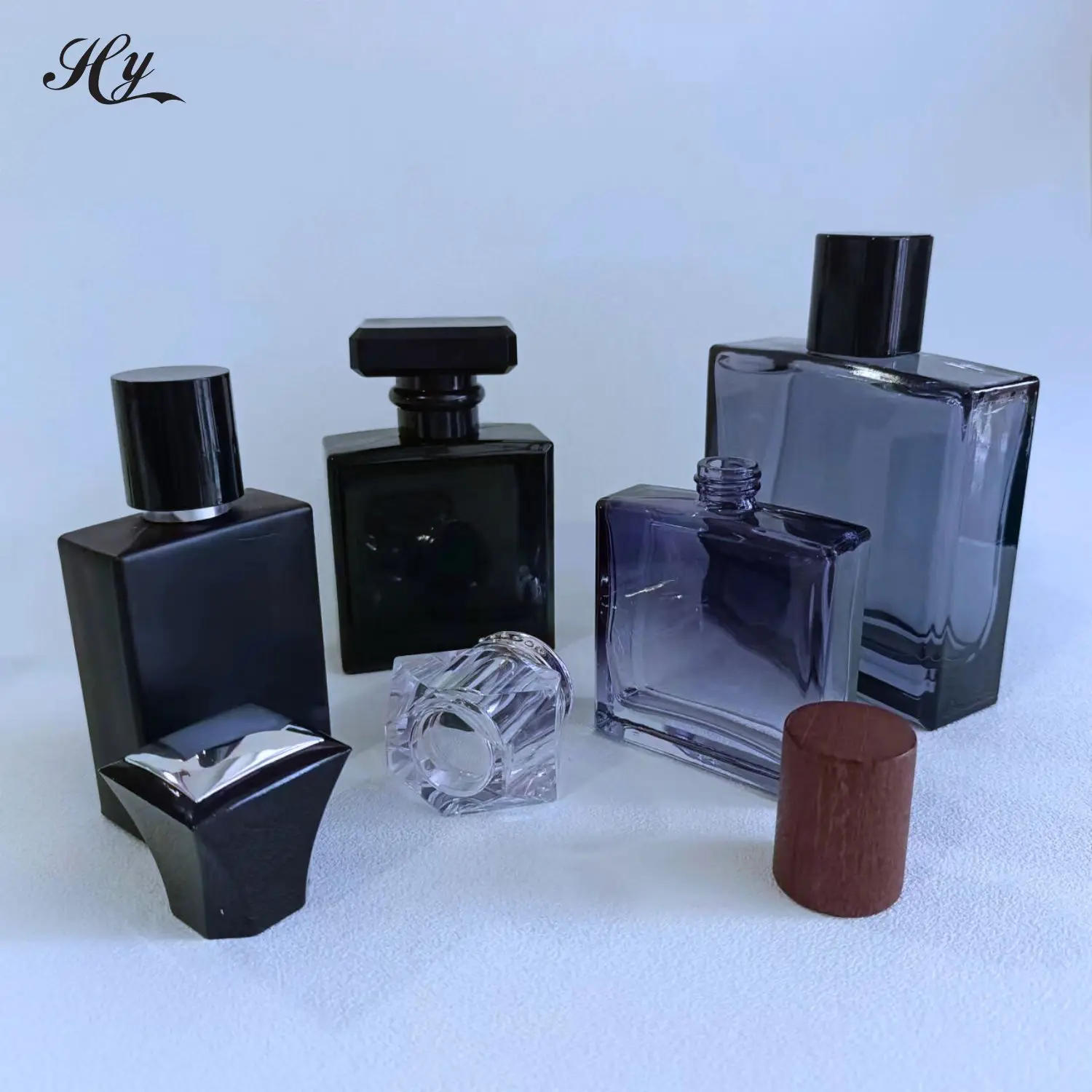 Hanya Clear Packaging Perfume Square 50ml Gradient Blue Men Perfume Empty Bottle German Cosmetic