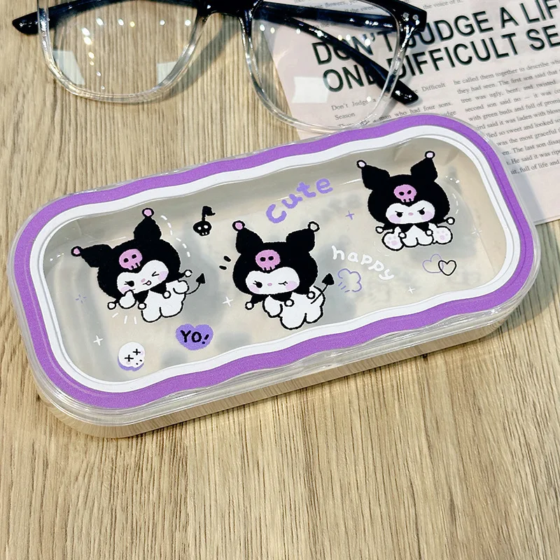 Wholesale Japan Cartoon Helloed Kitty Sanrio Vanity ABS Glasses Travel Case Makeup Brush Storage Beauty Cosmetic Bags Accessory