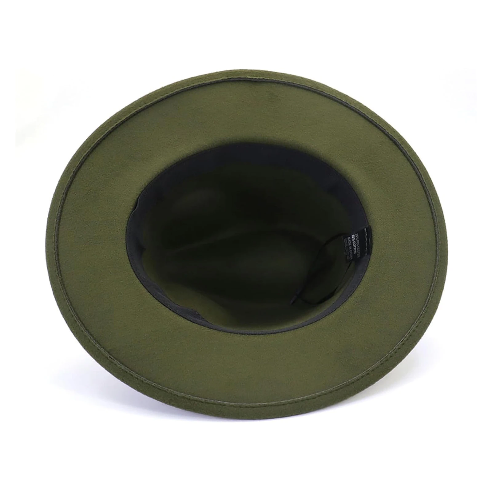 Recycled Custom Felt Fedora Hats Felt Jazz Hat Large  Wide Brim Green Felt Panama Hat With Belt Buckle