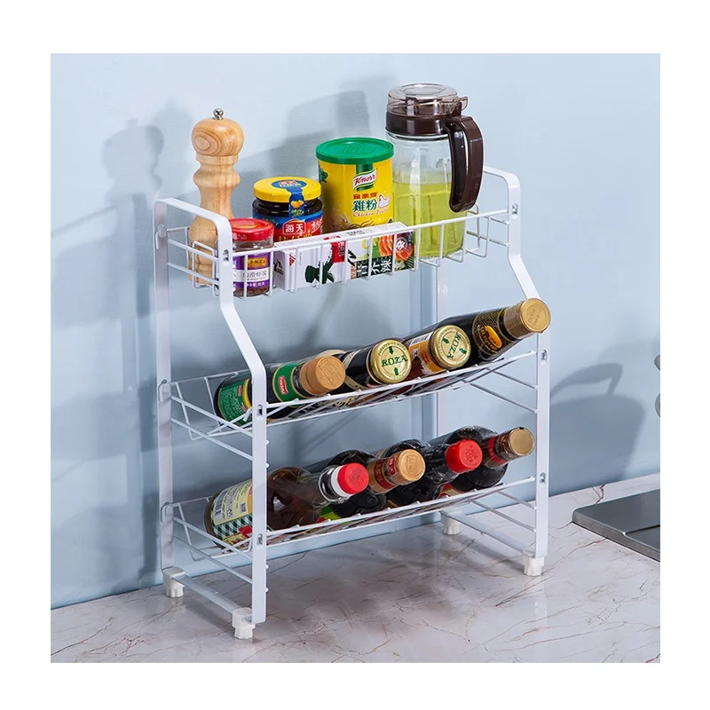 Lihangrui Household Kitchen Storage Rack Pantry Ladder Shelf Kitchen spice jar storage rack holder cabinet organizer