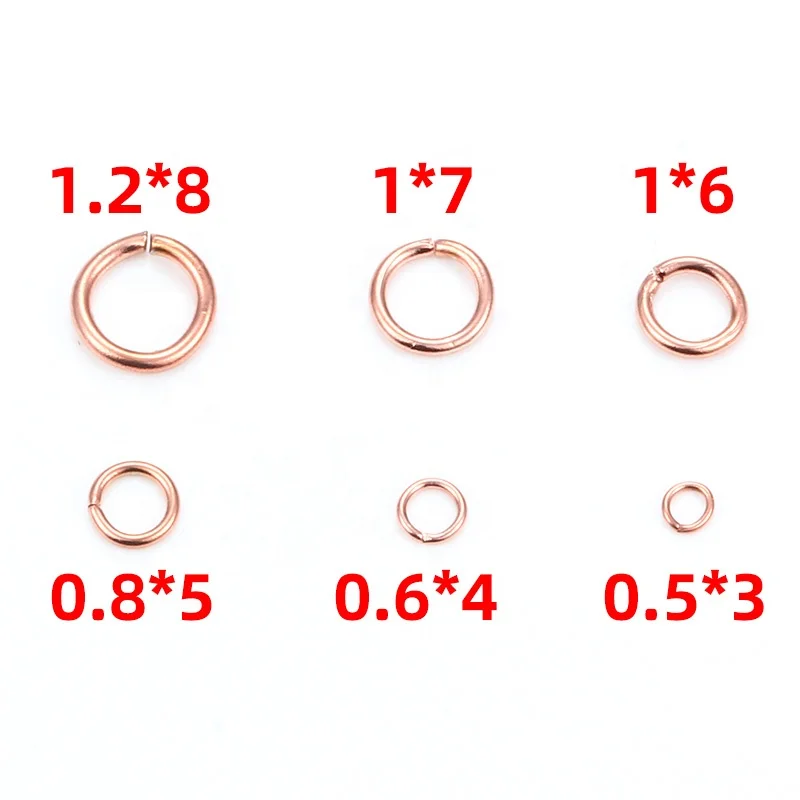 200pcs/lot Rose Gold Stainless Steel Open Jump Rings Split Rings Connectors For DIY Jewelry Findings Making