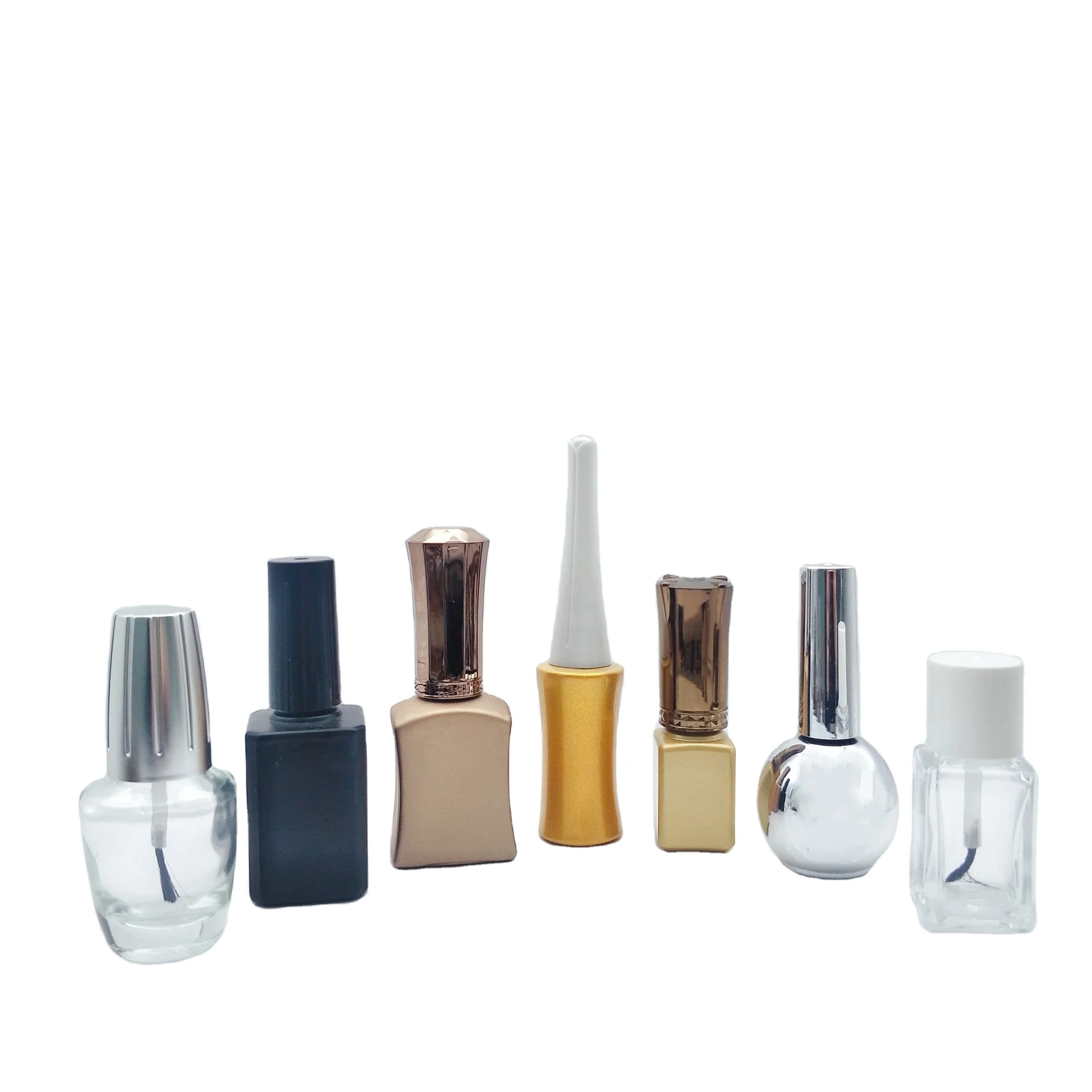 10ml 15ml black Empty Cosmetic Nail Polish Glass Bottle With Brush Cap Glass Nail Gel Bottle Containers