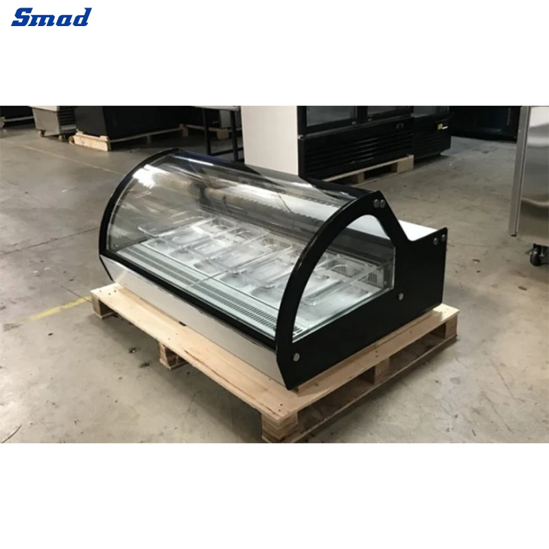 Curved glass gelato ice cream display showcase refrigerator freezers for sale price