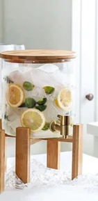 Large Beverage Water Carafes Beer Pitcher With Wooden Lid Wholesale Custom Color 5L 10L Beer Tower With Wooden Base