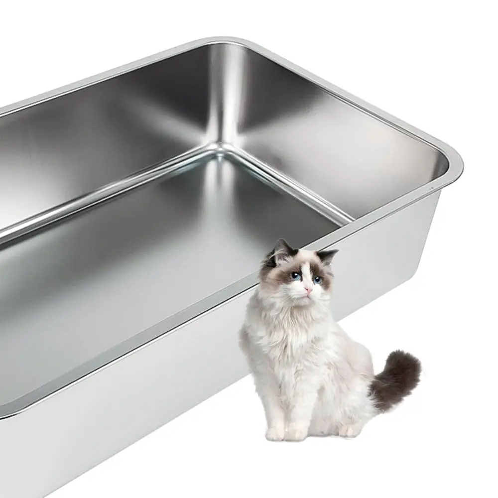 Hot Selling Easy Cleaning Large Size Stainless steel Non-Slip Cat Toilet box