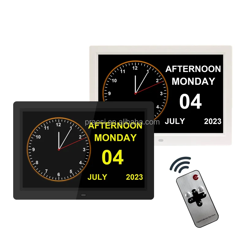 Pros New Arrival 12 Inch Reminder Memory Loss Dementia Calendar Led Desk Table Digital Calendar Day Clock