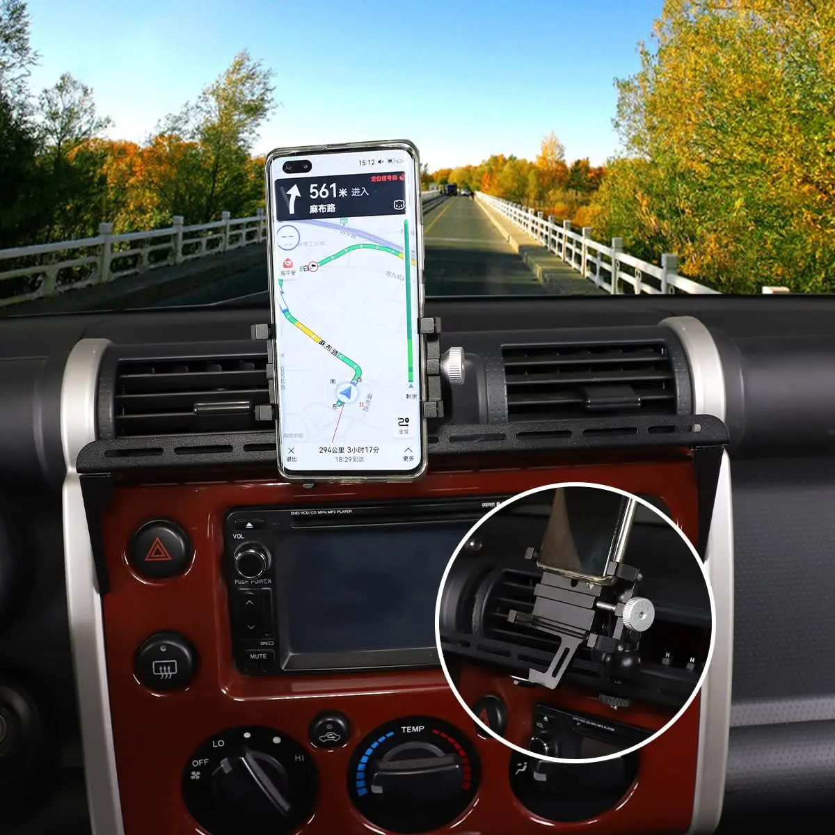 Central Control Air Vent  Car Instrument Penal Track Multi-functional Mobile Phone Holder for FJ To-yo-ta