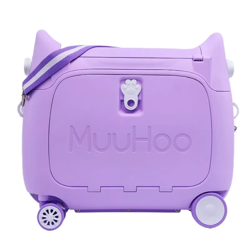 purple color unisex panda Children scooter PP suitcase Luggage Kids Toddler rideo on Suitcase luggage travel large capacity