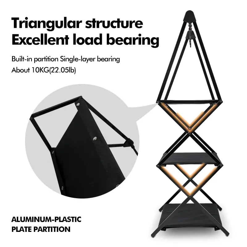 Outdoor Camping Folding Table and Storage Shelf Camping Triangle Shelf Folding Portable Outdoor Table