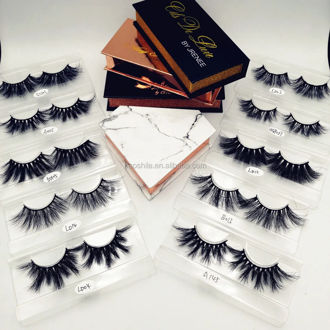 100% 3D Mink Lashes Wholesale False Eyelash 25mm eyelash, private label 25mm mink eyelashes