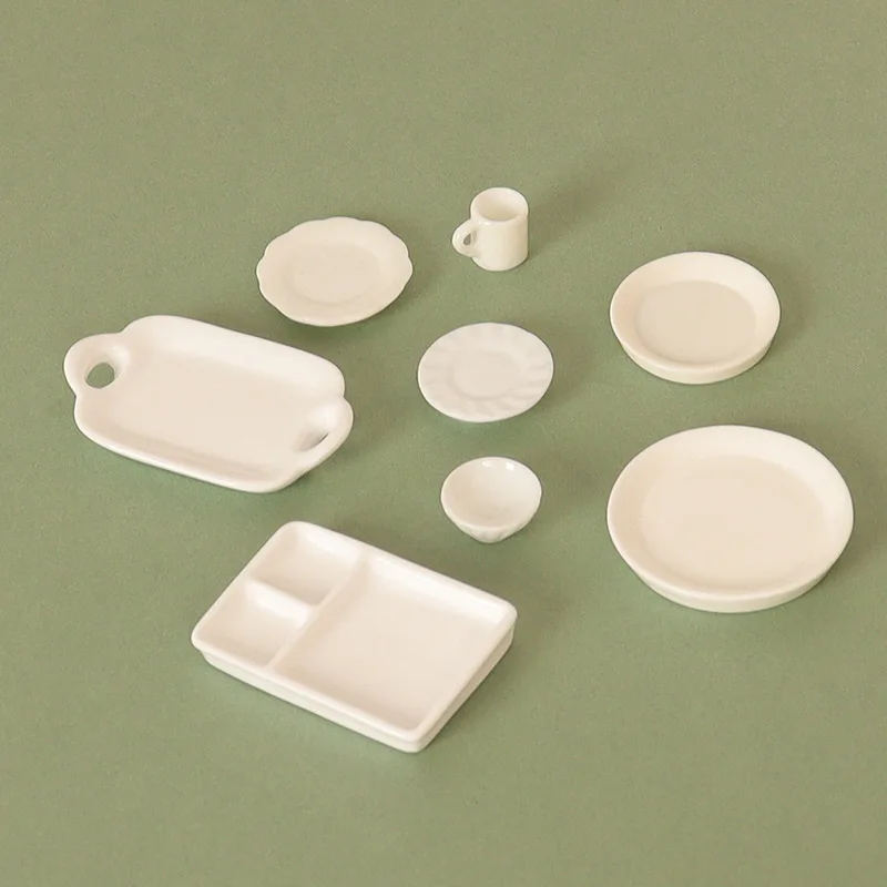 1/12 Scale Doll House Kitchen Accessory Dining Table Furniture Decoration Miniature Plate Multi style Tableware Dish