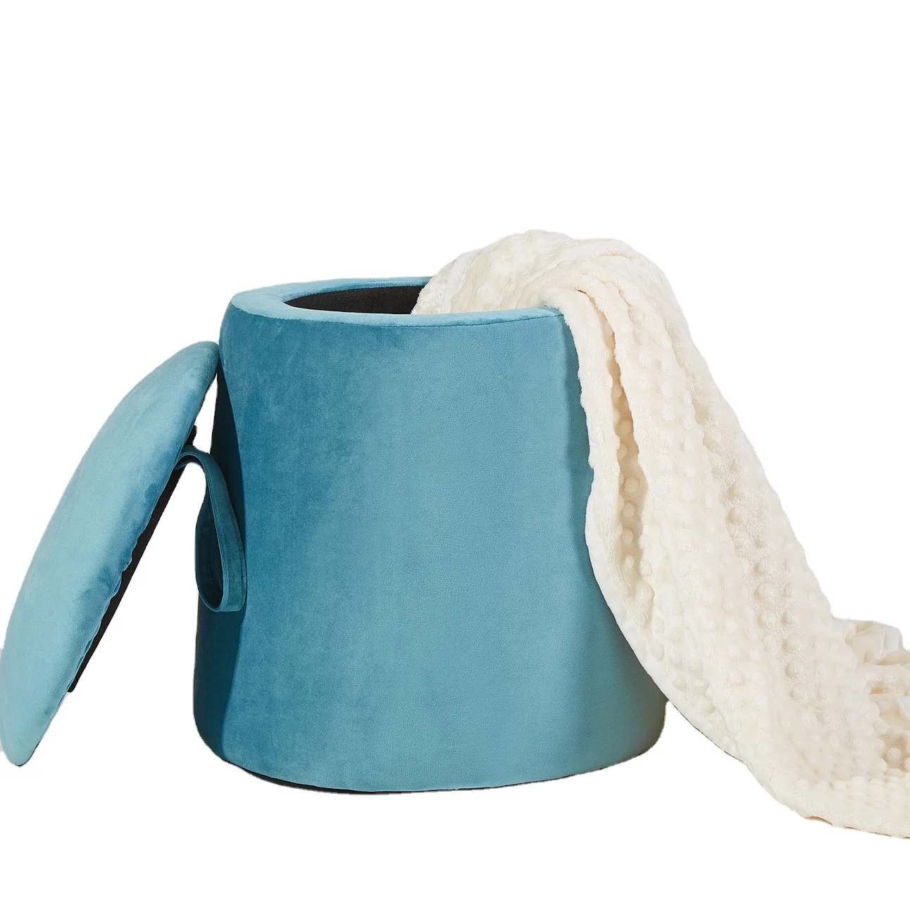 
2020 New Style Round Velvet Tufted Pouf Ottoman With Holland Velvet 