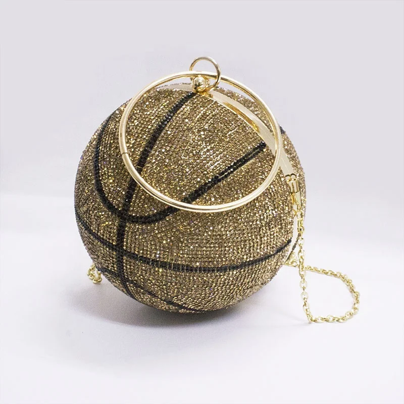 Luxury Basketball  Diamond Ball Design Women Party Purses Football Totes Shoulder Chain Bag Basketball Bag Clutch Bags