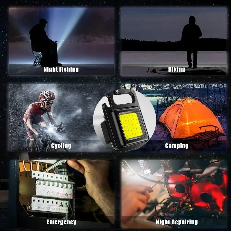 Multifunctional Portable Flashlight High Brightness Mini Work Light Strong Magnetic Portable Fishing Rechargeable Keychain Light