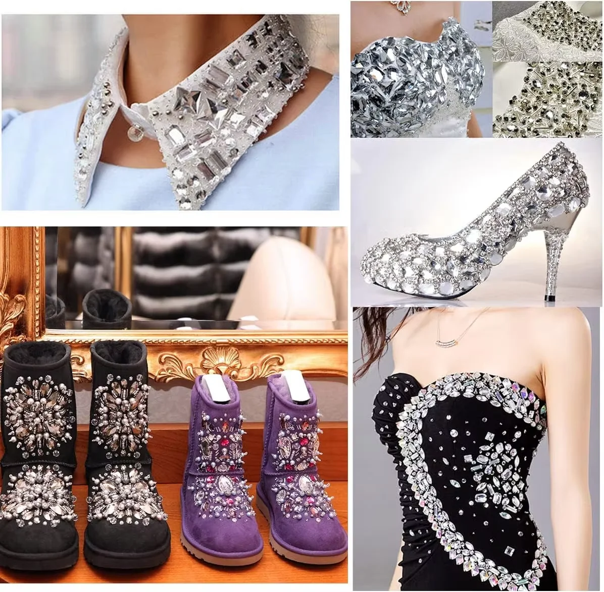 K9 Manual Perforated Hand-Sewn Horse-Eye Double-Hole Flat-Bottomed Drill Luggage Flat Buckle Clothing Accessories Rhinestones