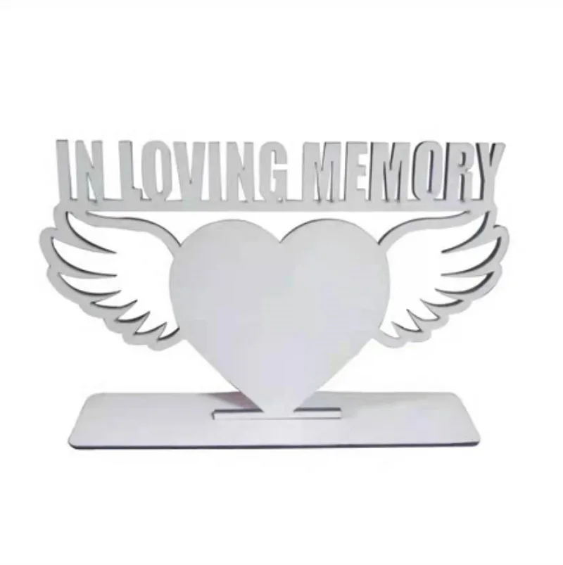 IN LOVING MEMORY heart wing sublimation photo frame sublimation picture frame memorial sublimation blanks (1600583410273)