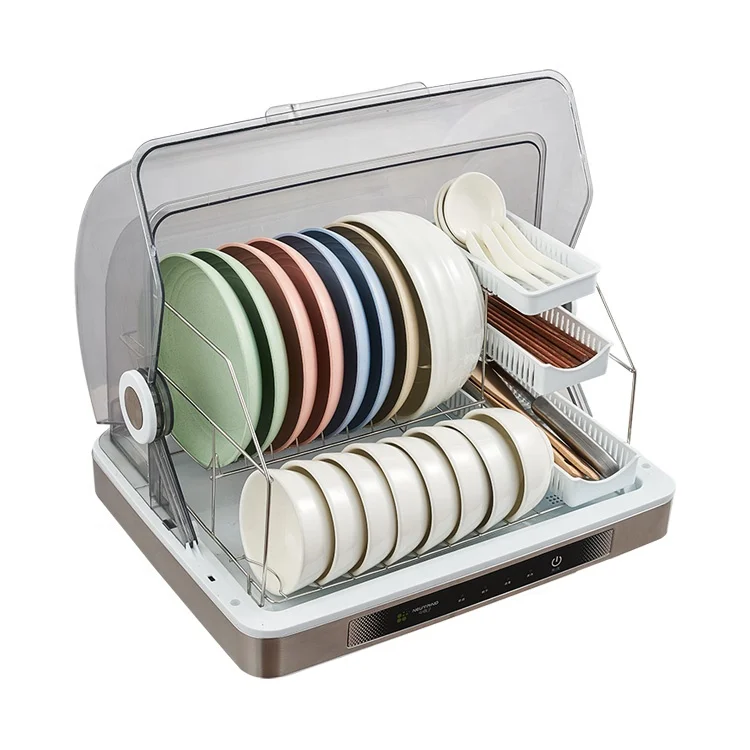 High temperature kitchen storage disinfection sterilizing cabinet dish rack with cover dryer
