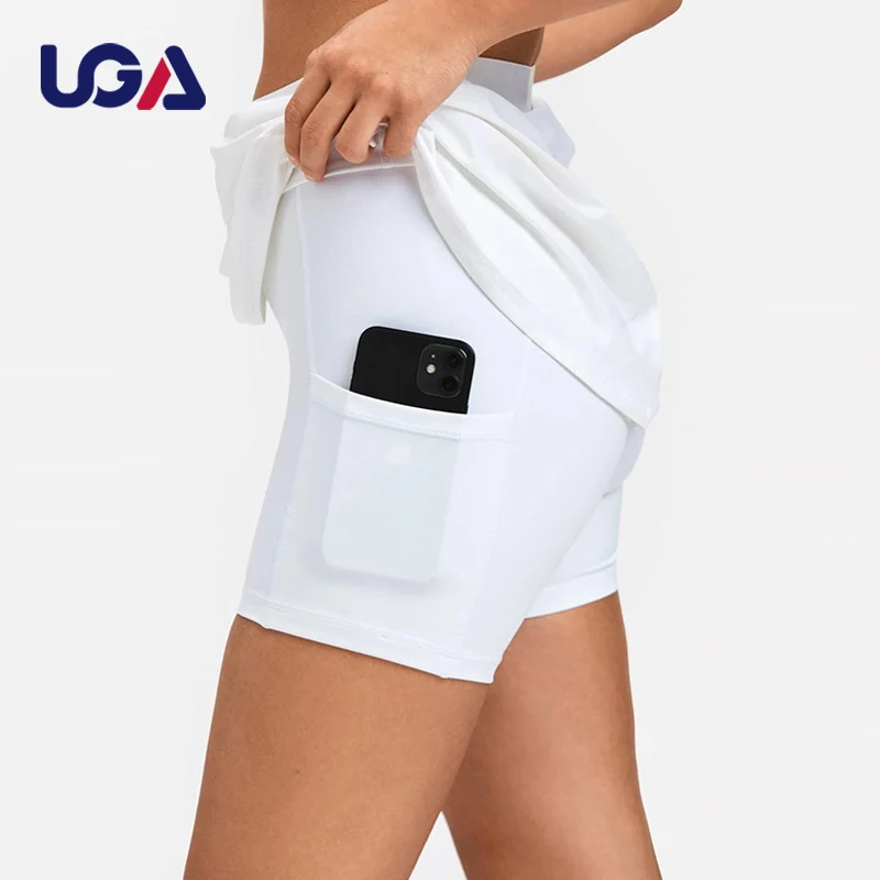 Женское белое платье для бега, велоспорта с логотипом на заказ, спортивные шорты для фитнеса и йоги в помещении, платье для гольфа, тенниса, спортивных тренировок с карманами