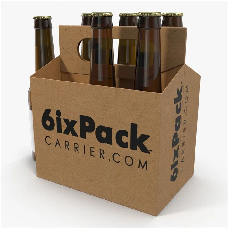 custom mailer boxes Die Cut Corrugated Cardboard Paper Packaging Liquor Bottle Wine Gift Box With Handle Beer Carrier Paper Box