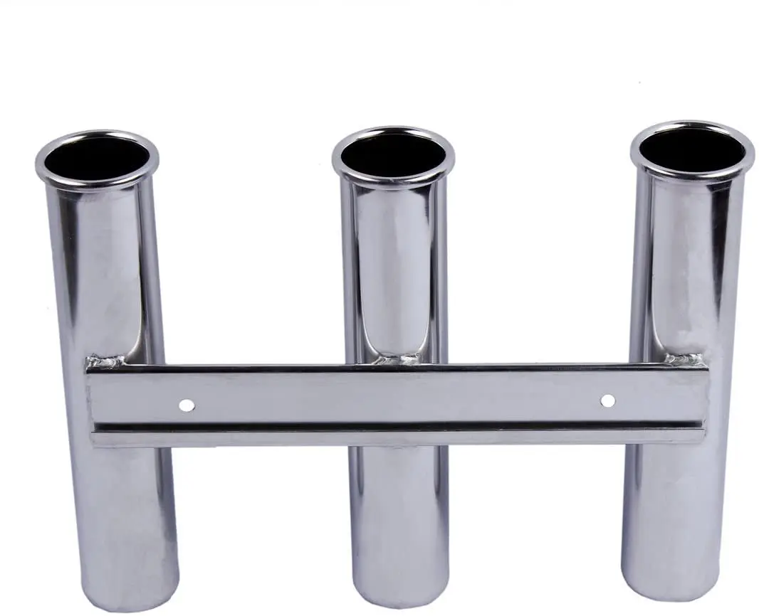 
Wall Mounted 3 Tubes Linked 316 Stainless Steel Rod Holder 3 Rod Rack  (1600132463706)