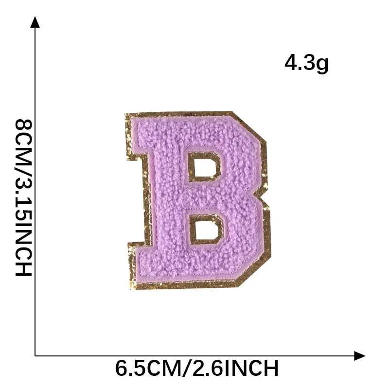 Phnom Penh Chenille Letter Patches Iron on Towel Embroidery Letter and Lightning Shape Embroidery Patch