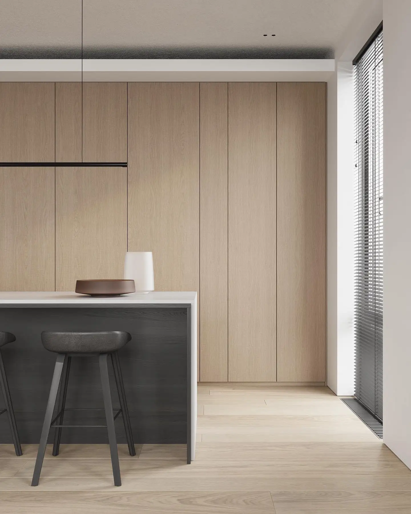 Modern design veneer wooden furniture kitchen cabinet MDF brown kitchen cabinets complete sets with Bar