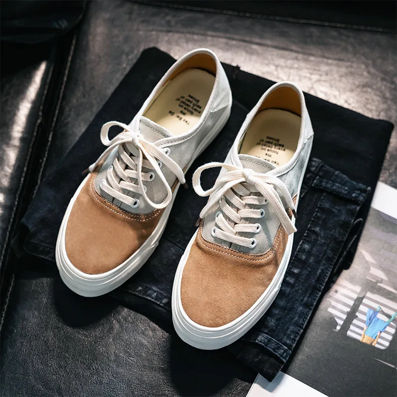 custom logo summer pig genuine leather fitness flat sport walking style casual trendy canvas shoes men