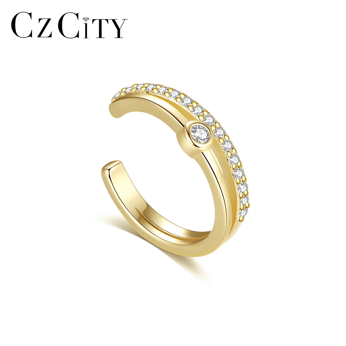 LUOTEEMI One PC Minimalist Tiny Pave Fashion Ear Cuff Silver C Shape Simple Hot Sale Ear Ring Charm Cuff Earrings