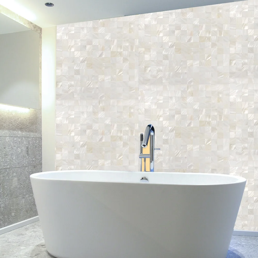 Colorful  pearl shell wall tiles home decorative waterproof Stick and Go Wall Tile Backsplash Peel and Stick Mosaics