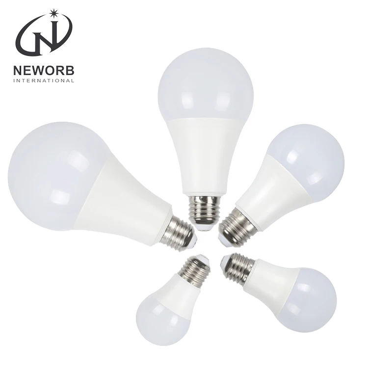 NEWORB Высокая мощность дешевые PBT PC 2 года гарантии 5 Вт 7 Вт 9 Вт 12 Вт 15 Вт 18 Вт E14 E27 B22 светодиодные лампы