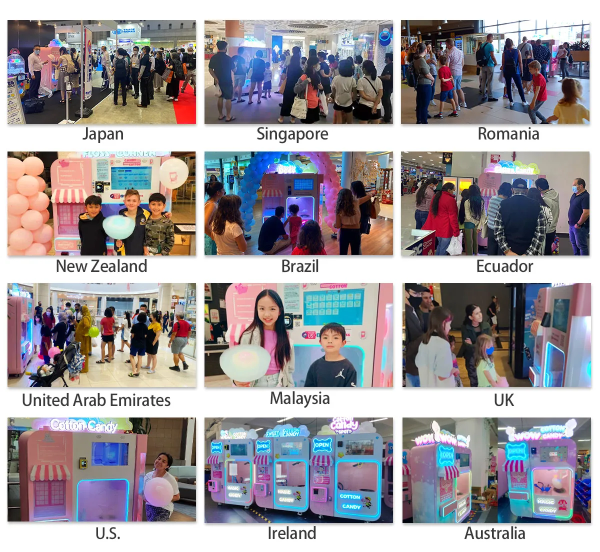 Outdoor led display screen magic automatic food fresh sweet cotton candy vending machines