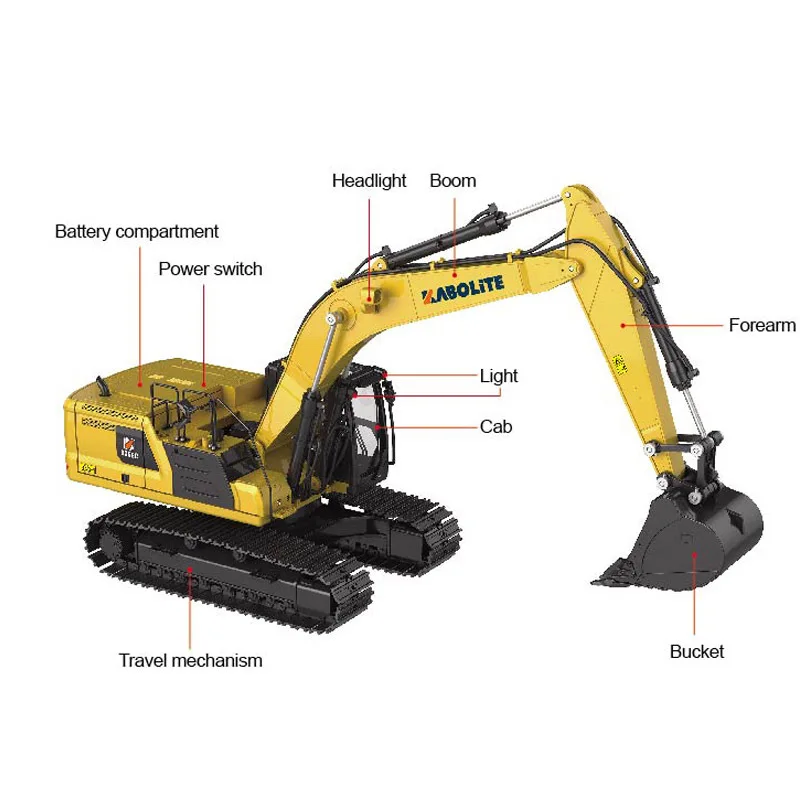 HUINA K336 Hydraulic Excavator 1/16 Alloy Remote Control Rc Truck Radio Controlled Car Loader Shovel Remote Control Toy Kid Gift