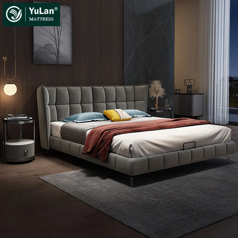 High Quality Modern Design Bedroom Furniture Set  King Size Leather King Beds