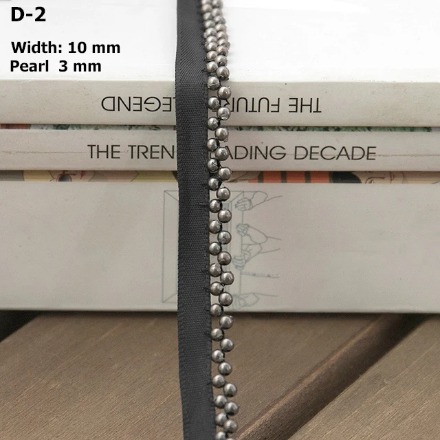 wholesale good quality 1.2cm Width  Knitting Wool Pearl Beaded Lace Trim Edge Ribbon Fabric Sewing