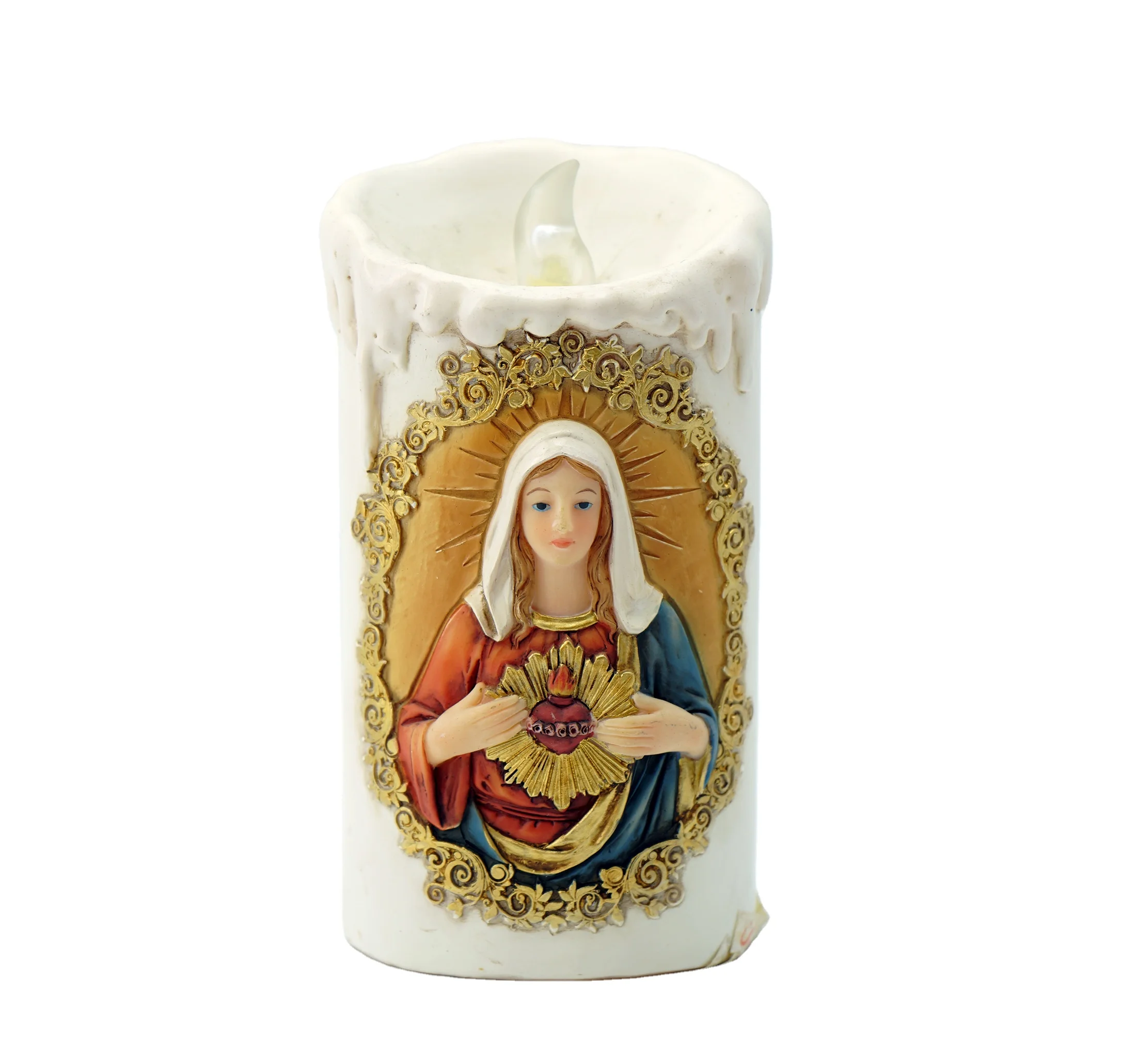Top Grace 5.25 Inch Candle Shape Resin 3D Prayer Vigil Religious Figurine The Desktop Decoration Our Lady of Grace Figure