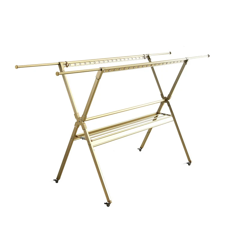 Factory Direct Selling Aluminum Stand Folding Clothes Hanger Rack