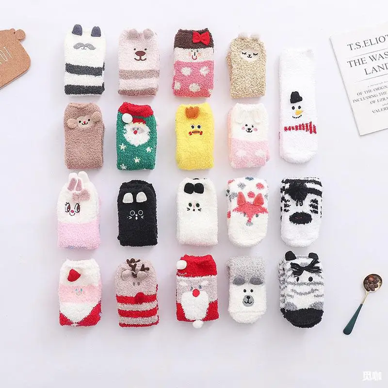 Winter Warm Cozy Soft Fluffy Plush Slipper Socks Christmas Fuzzy Socks Cozy Adult Christmas Socks