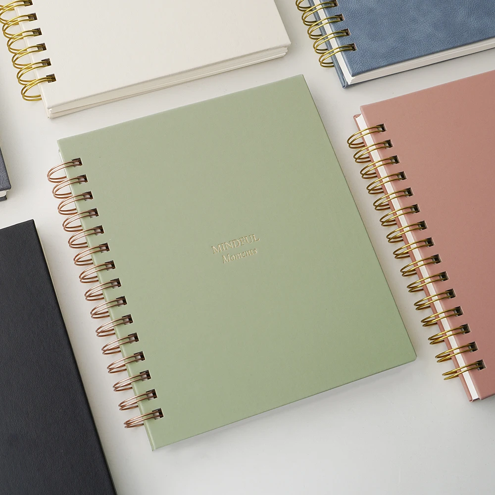 Pu Leather Cover Loose-leaf Notebook Hardcover A5 Mindful Thick Moments Spiral Journal Planner