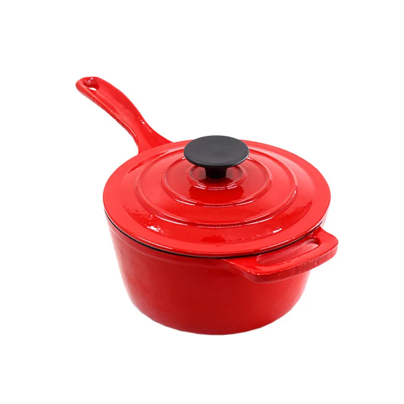 Factory Wholesale Custom Logo Enameled Cast Iron Classic Saucepan with Stainless Steel Knob Lids
