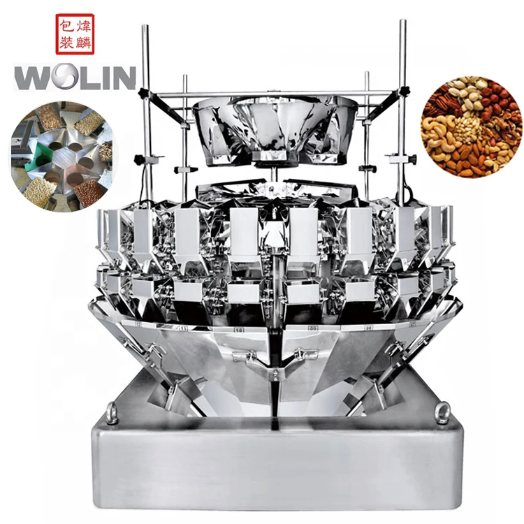 Weighlin full 2 24 head weight filler rotating rotary 8 station pouch packing machine packaging line mixed oats nuts snacks